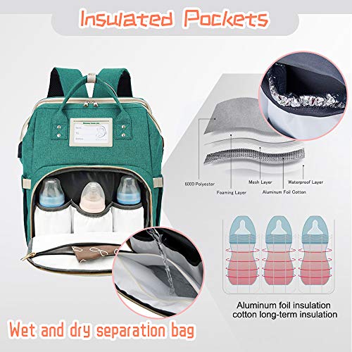 Diaper Bag Backpack with Foldable Baby Bed, Portable Travel