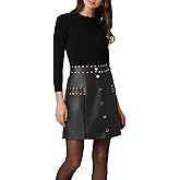 Shoshanna Womens Studded Leather Knit Hunter Dress