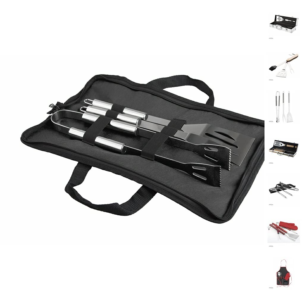 ANTEVIA BBQ Utensil Set with Carry Bag | Over 10 Models | Contents: Fork - Spatula - Tongs | Plancha (Tory)