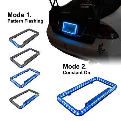 Universal 12v 54 LED Blue Color Light Acrylic License Plate Frame - Thumbnail 5