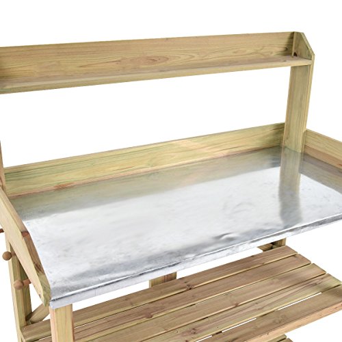 Potting Work Bench Station Planting Workbench With 3 Shelf Outdoor Garden Wooden