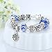 Bamoer Women's Beaded Charm Bracelet Queen European Style Snow Murano Glass Bead Heart Love Dangle Charm Bracelets DIY Beaded Charm Bracelet for Girls Various Color for Choices(Blue 7.87inch/20cm)