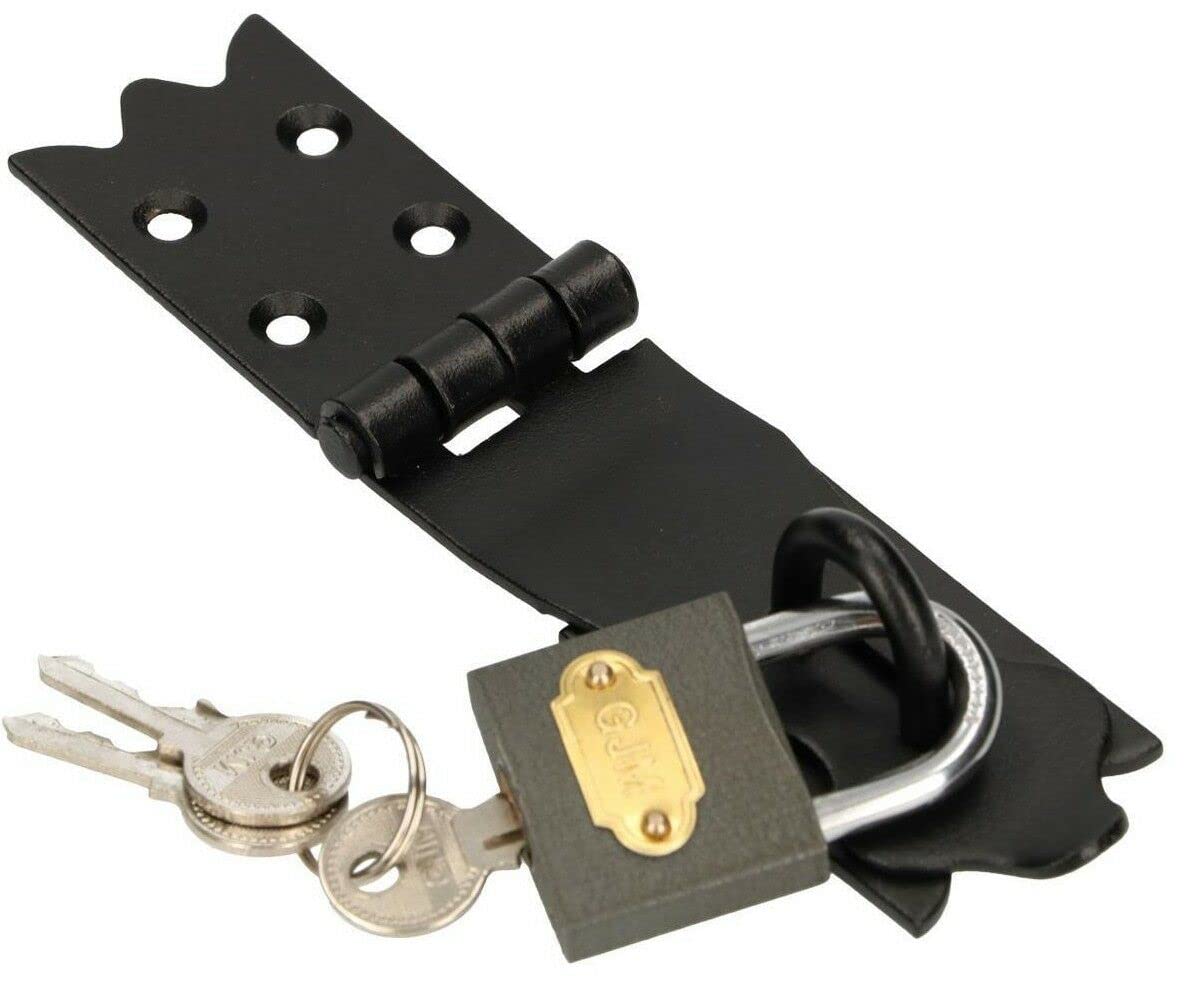 KOTARBAU® Safety Hasp 150 x 35 mm with Padlock Hasp Hinge Door Bolt Locking Folding Bolt Cellar Lock Robust