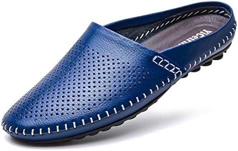 YiCeirnier Men's Slippers House/Office Slip On Sandals Leather Casual Loafers Backless