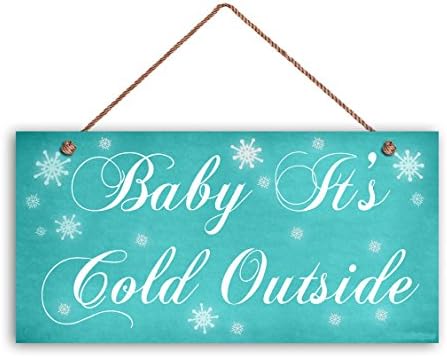 Augus Church Christmas Sign, Baby It's Cold Outside, Holiday Sign, Christmas Decor, Wreath Sign, 5" x 10" Sign, Great Gift, Front Door Christmas Sign Wooden Sign.