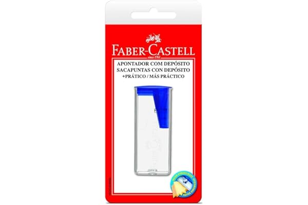 Apontador com Deposito Plástico, Faber-Castell, SM/060124ZF, Cores Sortidas,Multicor