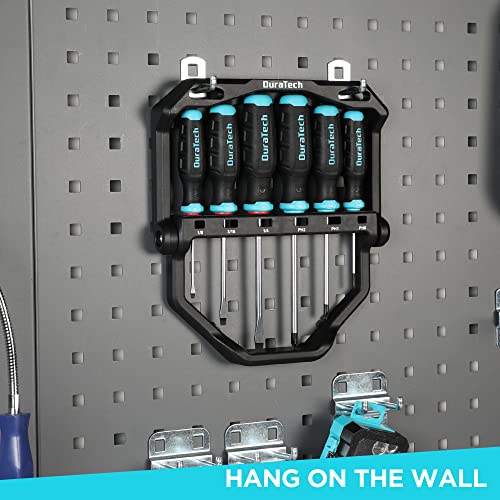 DURATECH 6PCS Magnetic Screwdriver Set with 180° Rotating Plastic Rack, 3 Phillips and 3 Slotted/Flat Head Precision Screwdriver