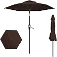 AreShark 7.5FT Patio Umbrella Table Market Umbrella w/Tilt and Crank Heavy-Duty Round Outdoor Umbrellas for Garden, Deck, Backyard, Pool and Beach, Brown