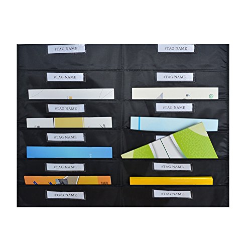 Godery Door Hanging File Organizer/Folder Pocket Chart, 20 Pocket + 6 Tool Pocket Cascading Wall Organizer, Perfect for Home Organizer, School Pocket Chart, Office Bill Filing Wall or Over Door Mount - Thumbnail 3