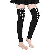 Benefeet Sox Womens Leg Warmers 80s Crochet Cable Knit Thigh High Boot Socks Long Over Knee High Footless Socks Leg Warmer