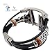 Smatiful Fancy Bands (Small Mediume Large xl are Ok) with Stainless Steel Clasp and Gunmetal Parts for Women and Men, Leather Band for Apple Watch (Series 1,2,3,4,5,6,7 SE) 42mm 44mm,Classic Black