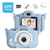 Kids Camera, Digital Camera for Kids 16.0MP 2.0 Inch HD Shockproof Camera, IPS Screen Kids Video Camera with 32 GB Memory Card and Games, Mini Kids Camcorder(1920x1080P) Camera Gifts for Kids (Blue)