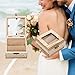 senover Wooden Wedding Ring Box Shabby Chic Wedding Ring Bearer Box Ring Bearer Pillow for Anniversary Valentine's Day Engagement Decorative Jewelry Box Favor Gift