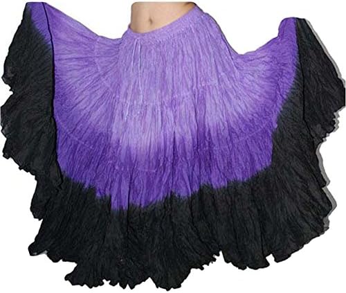 Women’s Tie Dye Belly Dance Tribal Skirt 25 Yards Waist Tie Dye 100% Cotton Handmade and Hand Dyed Purple Black