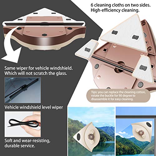 Double-Sided Magnetic Glass Wiper Cleaner Five-Gear Adjustable Magnetic Force for Double Glazed Windows Thickness 0.1"-1" (2-24mm) Magnetic Window Cleaner Wiper Glass Washing Cleaning Tool Brush