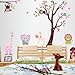 Cartoon Cute Monkeys Big Trees Removable Wall Stickers Home Decor Decals For Children's Room Nursery, Set Of 2 Sheets (animal-tree)