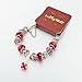 Long Way Blue Beads Carved Bracelet Sliver Plated Snake Chain Charm Strand Bracelet For Women&Men (Red)