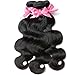 Brazilian Virgin Hair 3 Bundles with Closure Brazilian Body Wave 8A 100% Unprocessed Human Hair bundles With Lace Closure Natural Black Color by YAVVE (16