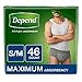 Depend FIT-Flex Incontinence Underwear for Men, Maximum Absorbency, S/M, Gray, 46 Count