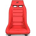 NRG Innovations PRI-100RD-STARDUST Prisma GT Fixed Back Bucket Racing Seat with Side Mount Bracket,Red Leather Red Stitching/GT Stardust Off-White Back