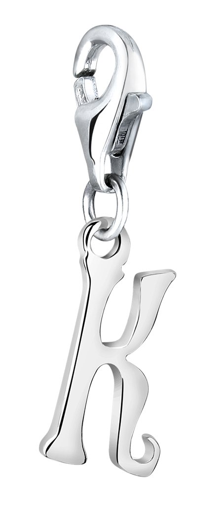 Nenalina Charm Letter K Pendant, for All Brands of Charm Bracelets and Necklaces, Made of 925 Sterling Silver, 713240-000