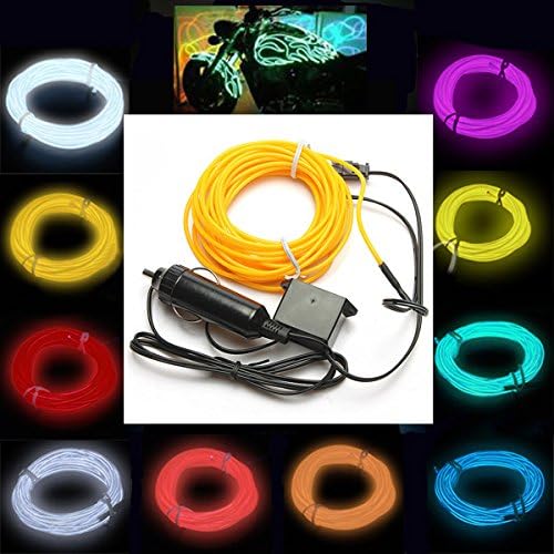 2M Neon Light Glow EL Wire Car Rope Strip + Car Charger Driver.