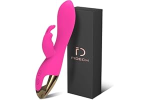 FIDECH G Spot Rabbit Vibrator, Sex Toys for Clitoris Stimulation,Waterproof Dildo with 10 Powerful Vibrations Dual Motor Stim