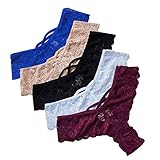 5 Pack Women's Lace Thongs Bikini Panties Sexy Lingerie Panty G-String Underwear