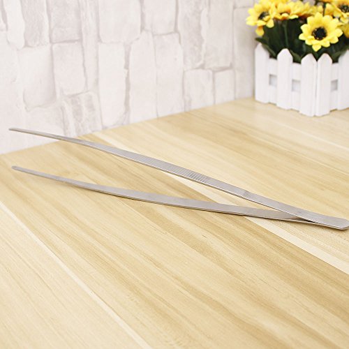 NUOMI Long Straight Tweezers Thumb Dressing Forceps Serrated Tips 12" Stainless Steel Culinary Tweezers