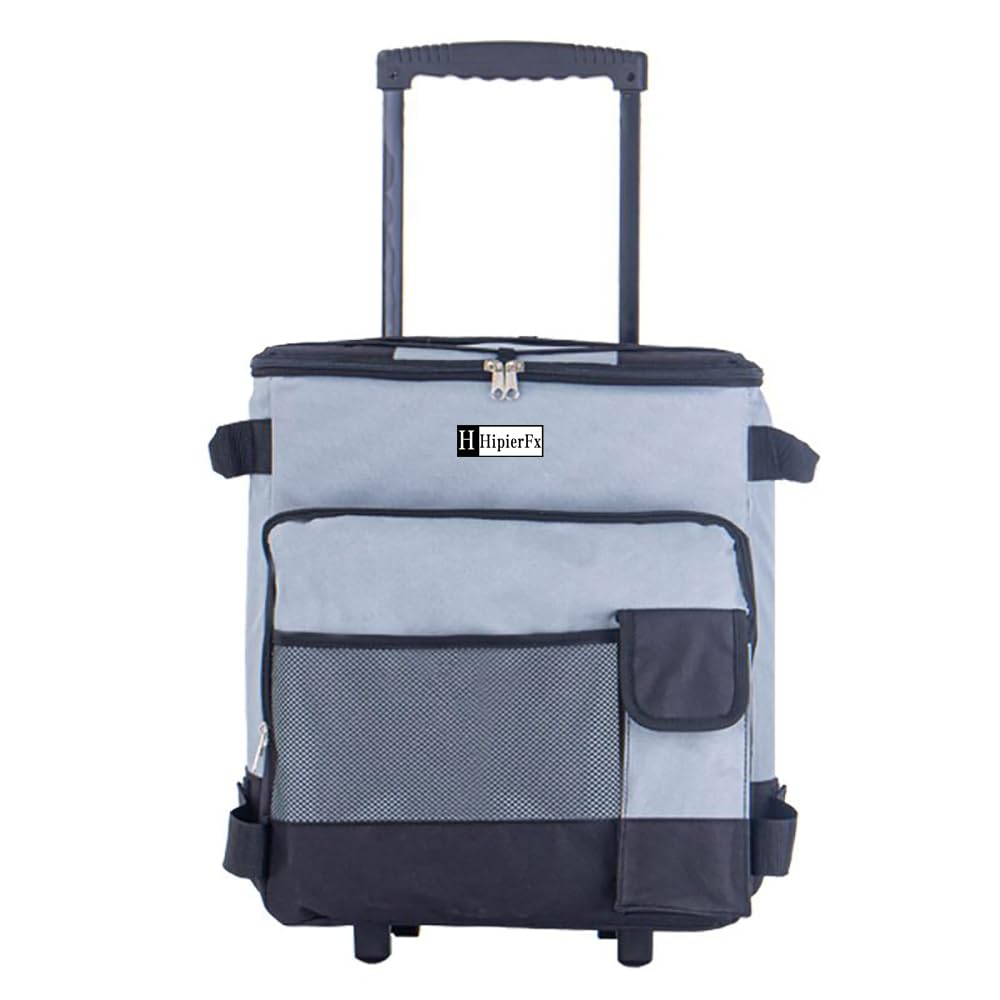 HipierFx Portable Cooler on Wheels and Handle Large Coolbox Foldable Trolley Cool Box Picnic Set for Camping Travel Shopping