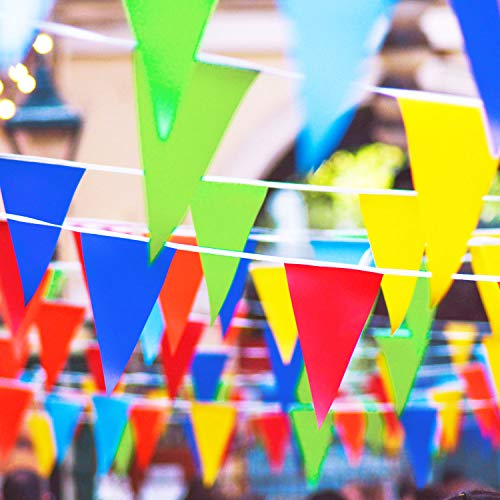 image for Family Pro 260ft 150pcs Multicolor Pennants Banner Rainbow Colorful Ny