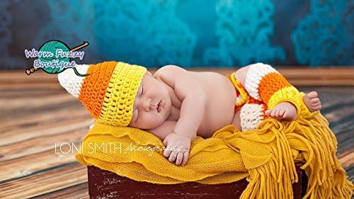 Candy Corn Hat, Diaper Cover &amp; Leg Warmers Outfit