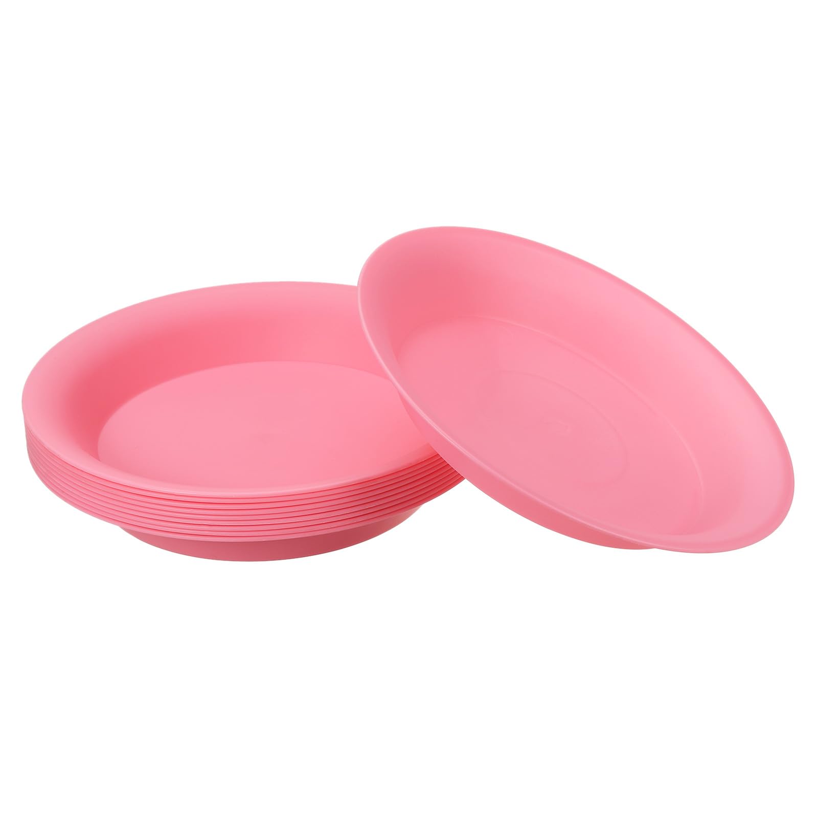PATIKIL 7 Inch Plant Saucer Tray, 10 Pack Plastic Drip Tray Round Collects Excess Water Flower Pot Drainage Trays for Heavy Indoor Outdoor Pans, Red