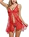 Avidlove Women's Babydoll Lingerie Sexy Bridal Lace Nightgowns Sheer Chemise Boudoir Nighty (Red, X-Large)