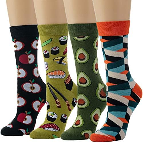 Losa Kute 4/5 Pairs Womens Crew Socks Women Casual Nolvety Funny Long Cute Socks