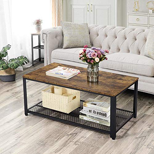 Yaheetech Industrial Coffee Table with Storage Shelf for Living Room, Accent Table with Metal Frame, - //medicalbooks.filipinodoctors.org