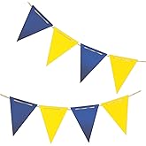 Yellow and Blue Pennant Banner,Blue and Yellow Vintage Double Sided Triangle Flag，for Party Decoration,Pack of 30pcs Triangle Flag