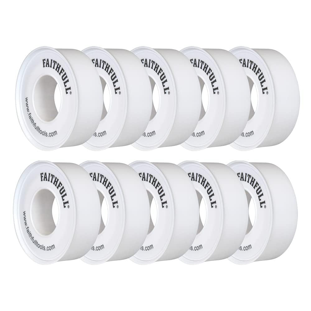 Faithfull TAPEPTF10 12 m x 12 mm White PTFE Tape Pack of 10 Rolls