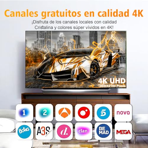 Antena TV Interior Potente para Smart TV – Antena TDT Digital HD 4K/1080P con Recepción 360° Omnidireccional, Base Magnética Estable, Compatible con DVB-T2/DVB-T y HDTV, Fácil Instalación, Sin Cuotas