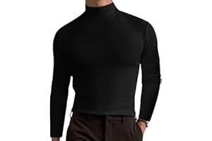 Bosdwen Men's Long Sleeve Shirts Mock Turtleneck Undershirt Lightweight Thermal T-Shirts Slim Fit Pullover Sweater