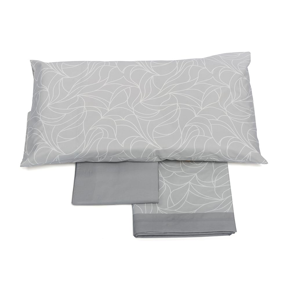 Foppapedretti Notte & Natura Single Bed Set 1P, Top Sheet, Fitted Sheet and Pillowcase; Perla Wave 100% Cotton, Made in Italy