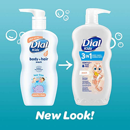 dial kids 2-in-1 body + hair wash, melocotón, 24 fl oz 