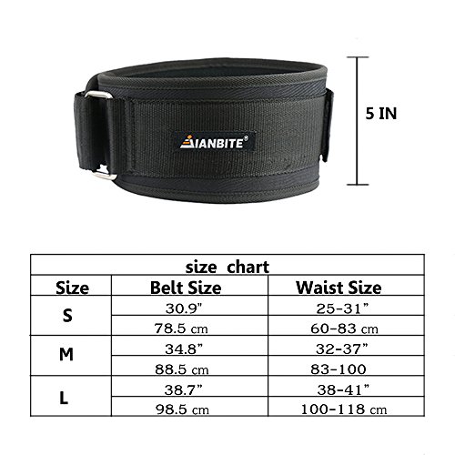 JGOO Nylon EVA Weight Lifting Belt 5" Inch Padded Velcro Back & Core