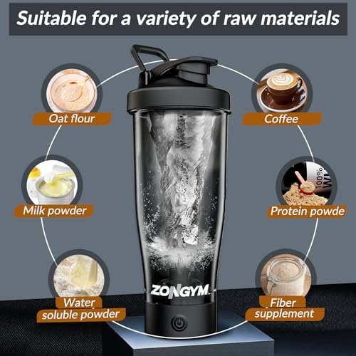 Electric Protein Shaker Bottle, 24 oz USB Rechargeable Blender Bottles