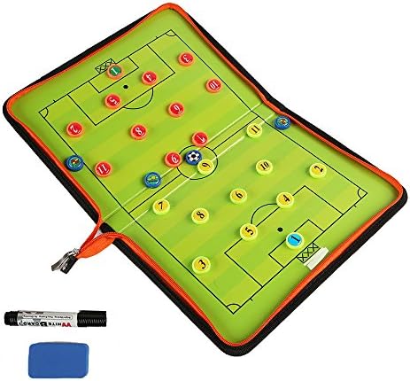FITURBO Folding Football Coach Board Plate Book Set with Pen Dry Erase Soccer Teaching Clip Coaching Clipboard