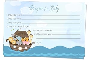 The Invite Lady Noah's Ark Baby Shower Prayer Religious Cards (24 Count)