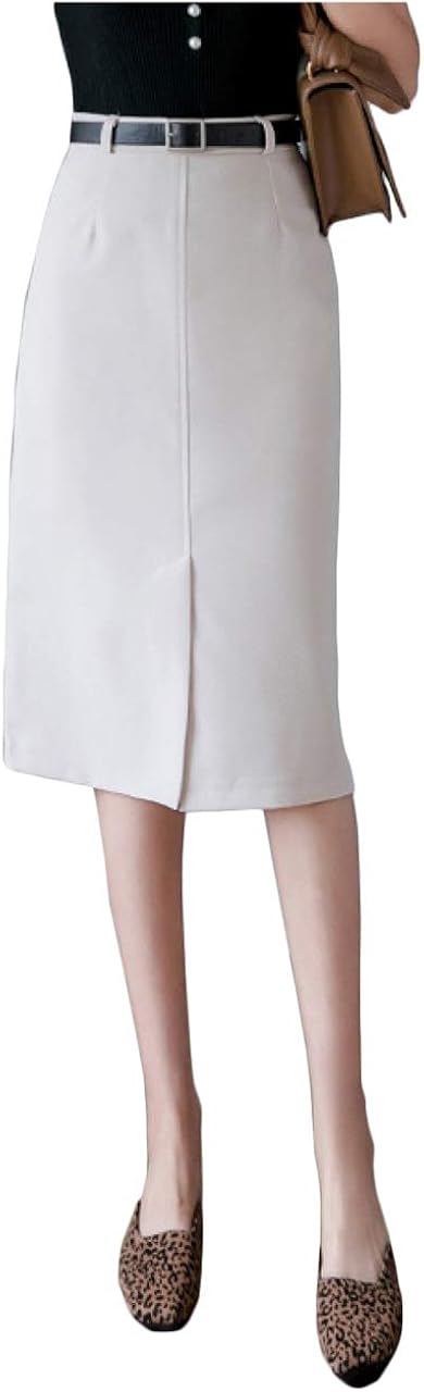 [エムズ モア] スリットスカート タイトスカート スリット ｉライン スカート 膝丈スカート オフィススカート 膝丈 ファスナー 裏地 あり 無地 ベルト付き 通勤服 レディース なつ 春 夏 秋 フジン 切替え きりかえ クール オフィス スリム 膝たけ ひざたけ オールシーズン きれいめ れでぃーす 清楚系 仕事服 細見え きやせ 着やせ 清楚 アイボリー サイズ S ベージュ