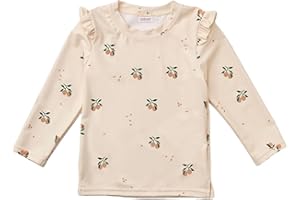 LDIOIF Toddler Girls Long Sleeve Rash Guard Swim Tee Swim Shirts Athletic Tee Swim Top with Ruffles
