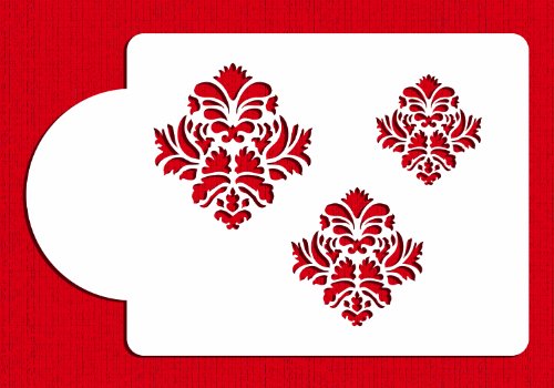 Designer Stencils Damask Icon Cake and Cookie Stencil Set, Beige/Semi-Transparent