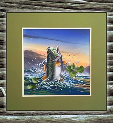 EVENING'S LAST RISE! ORIGINAL ACRYLIC PAINTING OF LARGE MOUTH BASS WITH SUNSET COLORS!